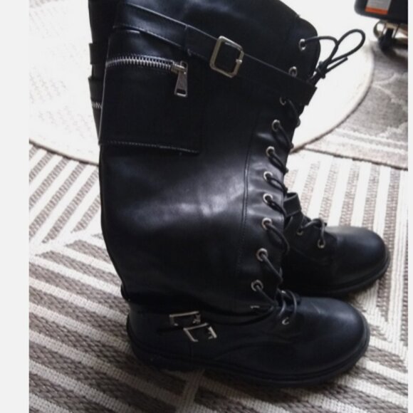 Olivia Miller Goth/Punk zippered black tall boots 9 m ***NEW NO BOX**** - Picture 1 of 6